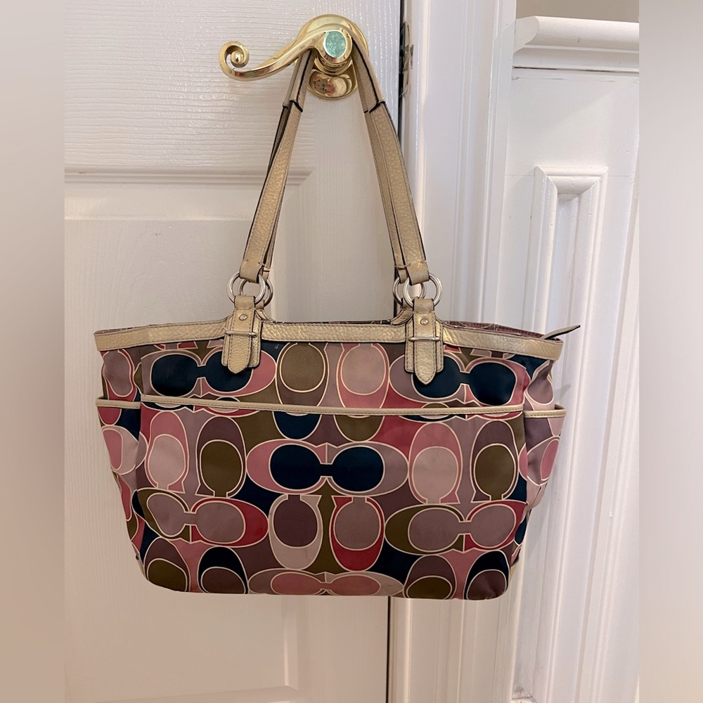 Coach authentic vintage multi-colored logo tote bag - Picture 2 of 13